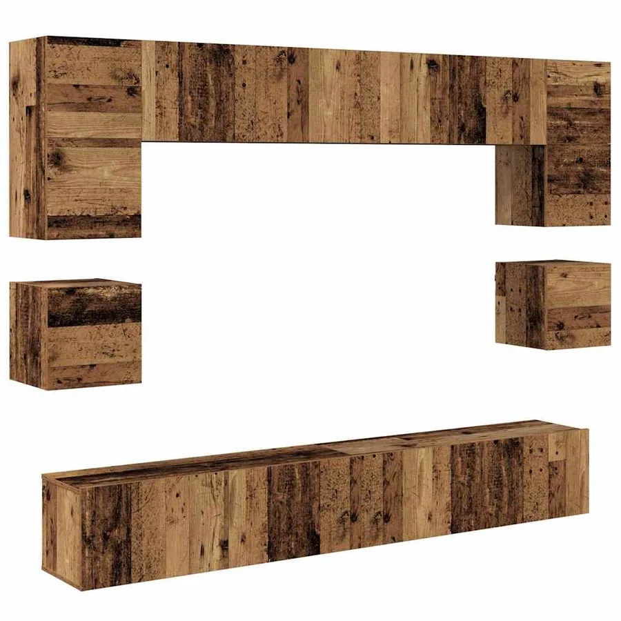 Ensemble meuble TV 8 pcs Bois Ancien Bois d'ingénierie - 2