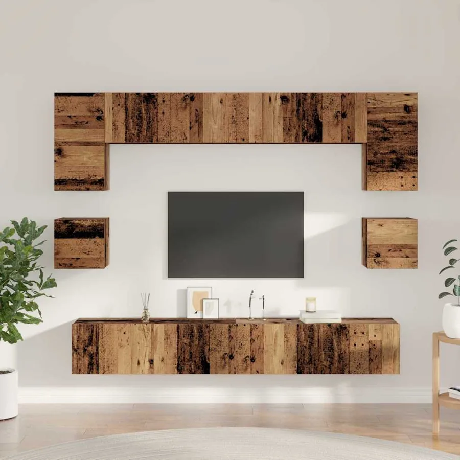 Ensemble meuble TV 8 pcs Bois Ancien Bois d'ingénierie - 4
