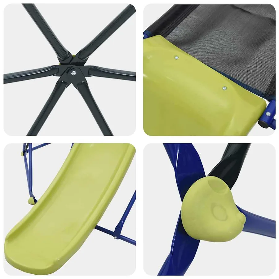 Dôme d'escalade pour enfants Bleu 6 pieds avec toboggan Acier - 7