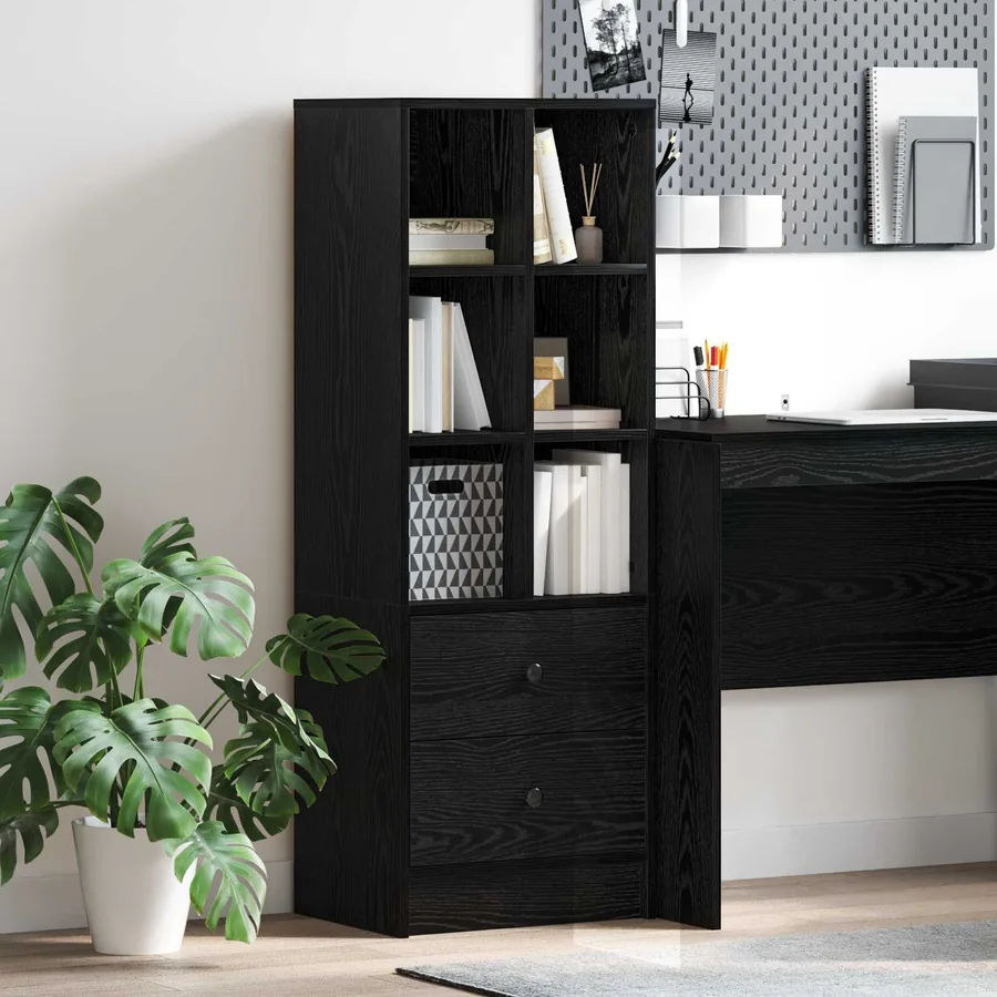 Haut Armoire avec tiroir Chêne noir 45,5 x 34 x 127 cm