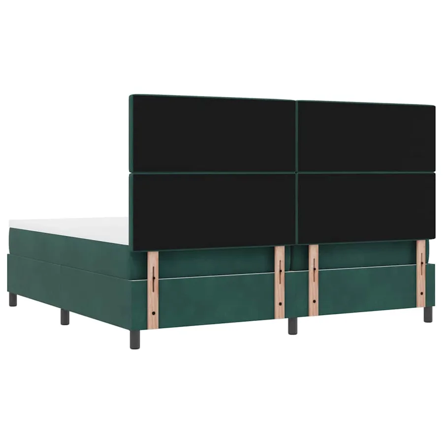 Lit à ressorts avec matelas Vert foncé 200 x 200 cm Velours - 10