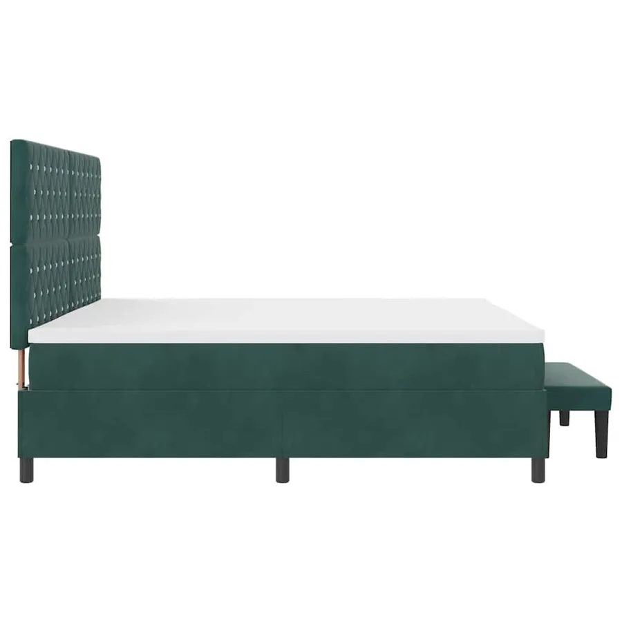 Lit à ressorts avec matelas Vert foncé 200 x 200 cm Velours - 9