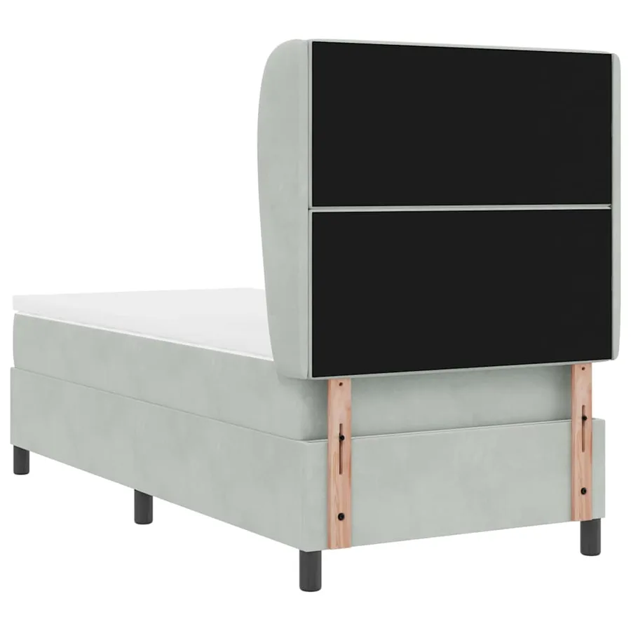 Lit à ressorts avec matelas Gris clair 200 x 100 cm Velours - 9