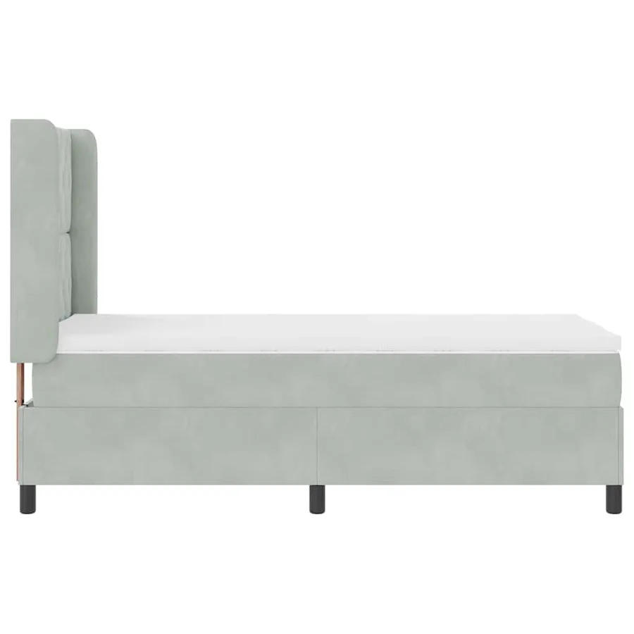 Lit à ressorts avec matelas Gris clair 100 x 200 cm Velours - 7