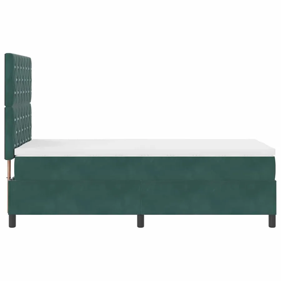 Lit à ressort LED avec matelas Vert foncé 100 x 200 cm Velours - 9