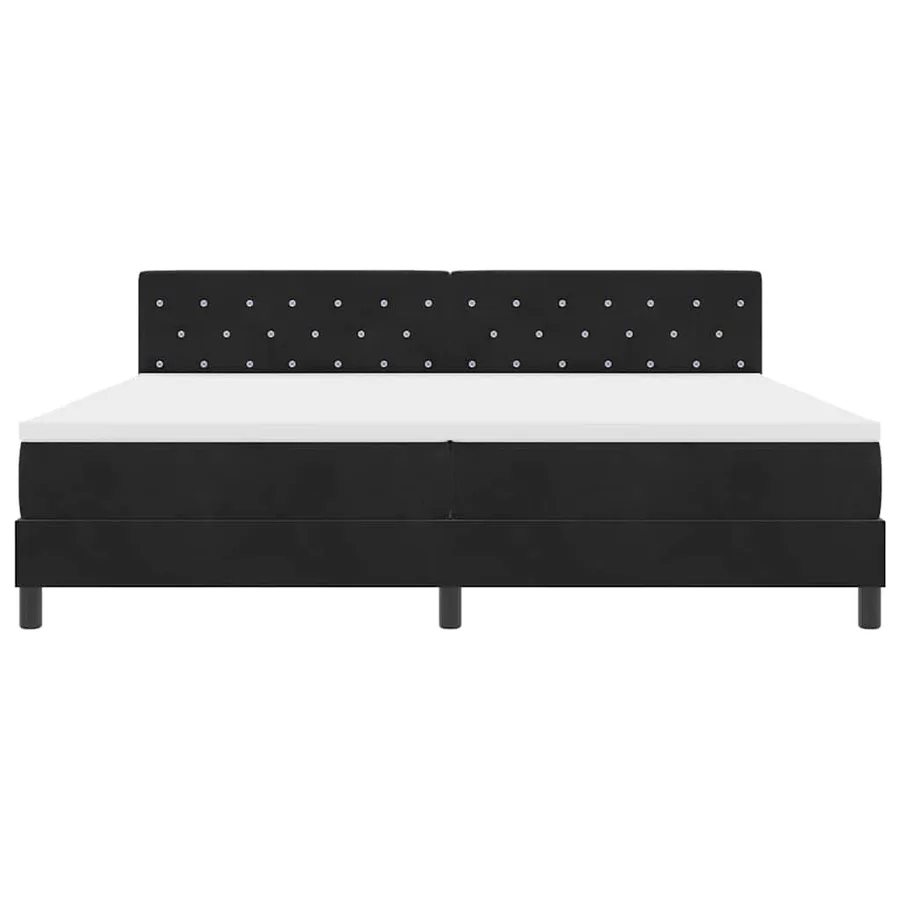 Lit à ressorts avec matelas Noir 200 x 200 cm Velours - 7
