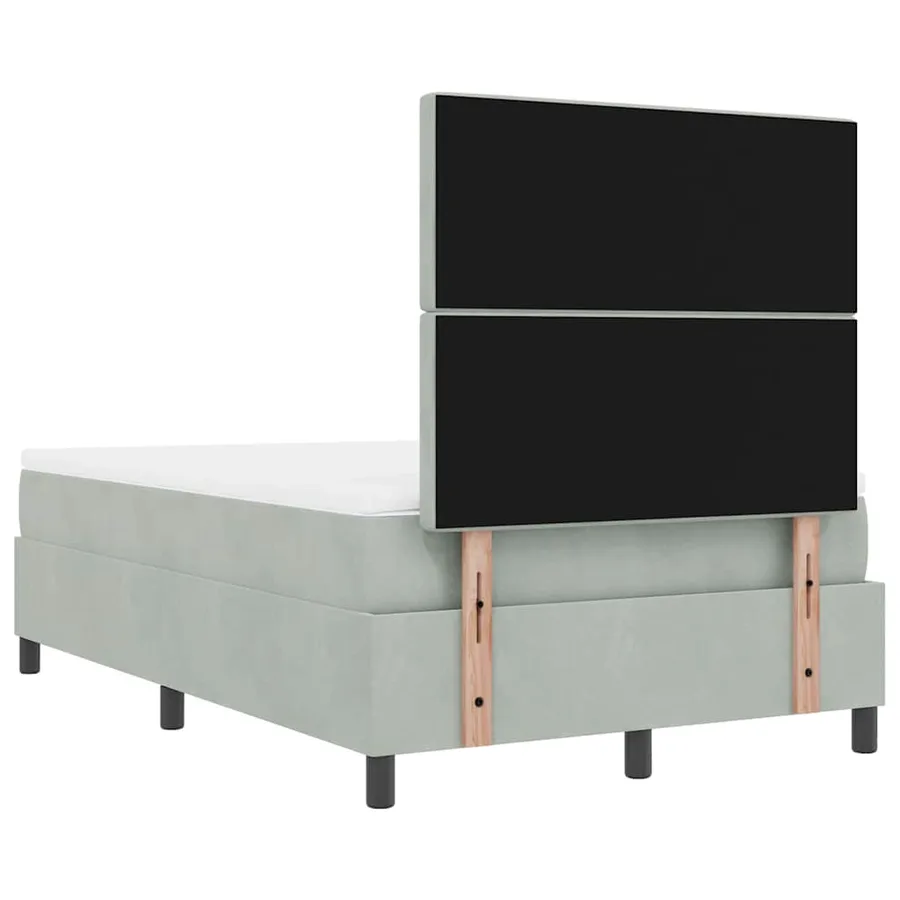 Lit à ressorts avec tête de lit Gris clair 200 x 120 cm Velours - 10