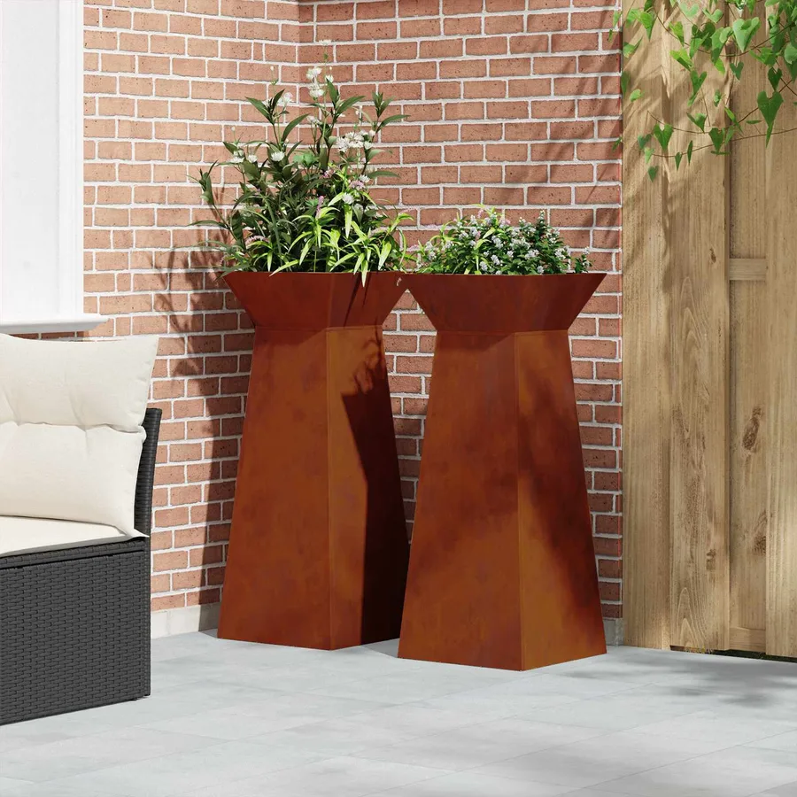 Jardinière à pilier 2 pc Rouillé 40 x 40 x 100 cm - 4