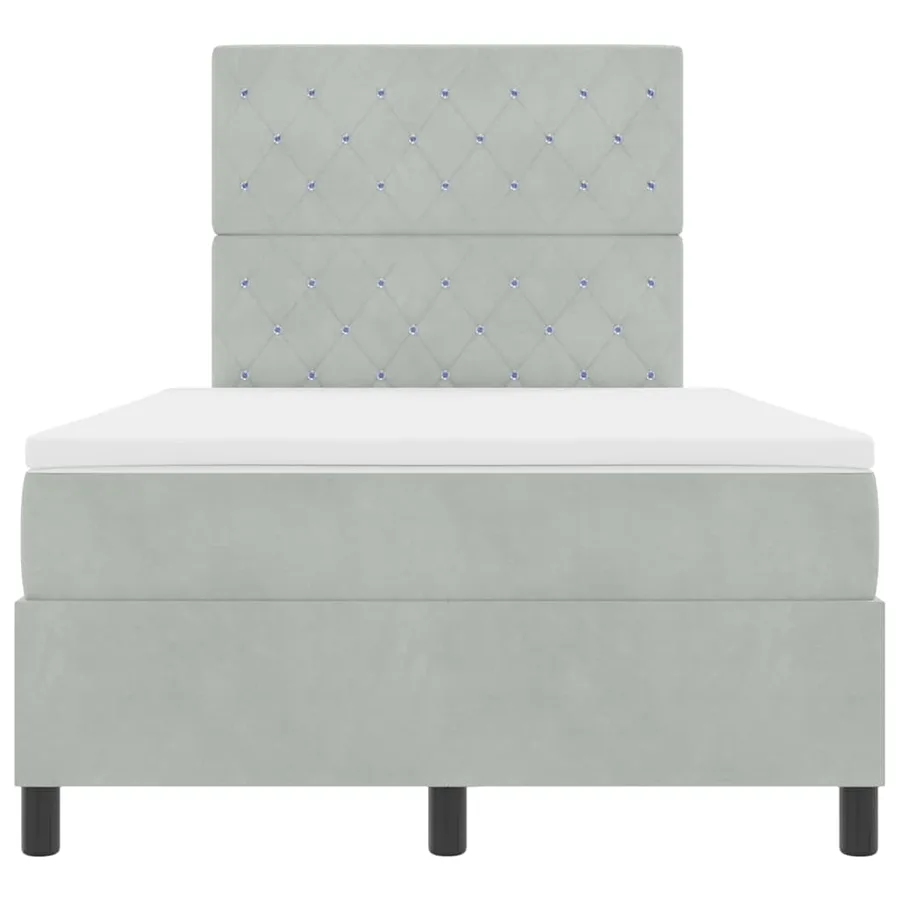 Lit à ressorts avec matelas Gris clair 120 x 190 cm Velours - 7