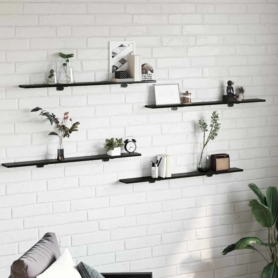 Étagère à livres 4 pcs Noir 100 x 10 x 1,5 cm Bois d'ingénierie
