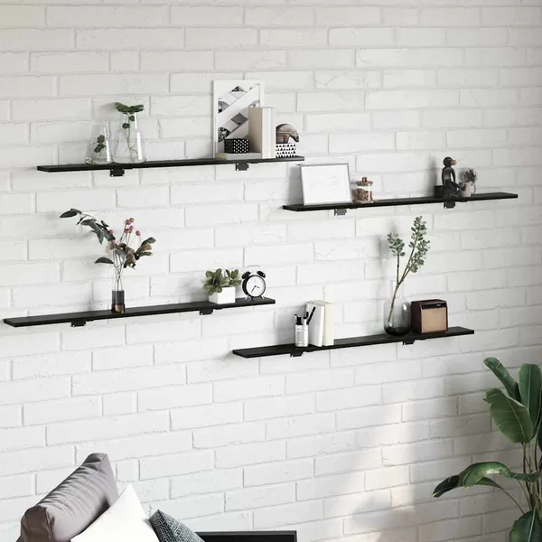 Étagère à livres 4 pcs Noir 100 x 10 x 1,5 cm Bois d'ingénierie