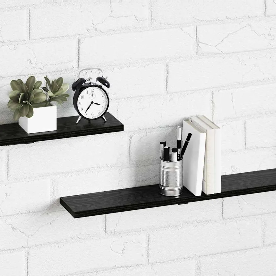 Étagère à livres 4 pcs Noir 100 x 10 x 1,5 cm Bois d'ingénierie - 4