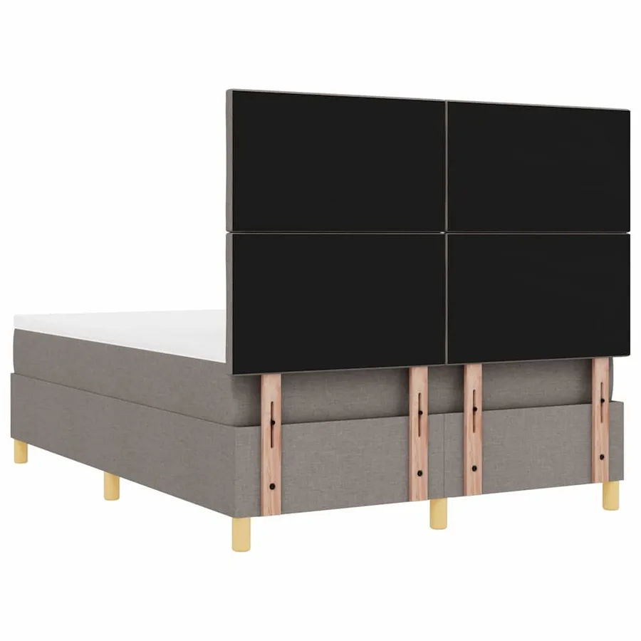 Lit à ressort LED avec tête de lit Taupe 160 x 200 cm tissu - 8