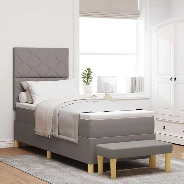 Lit à ressorts avec tête de lit Taupe 200 x 80 cm tissu