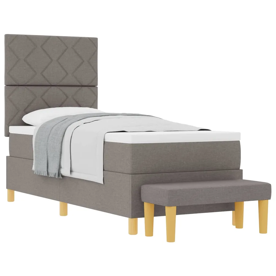 Lit à ressorts avec tête de lit Taupe 200 x 80 cm tissu - 2