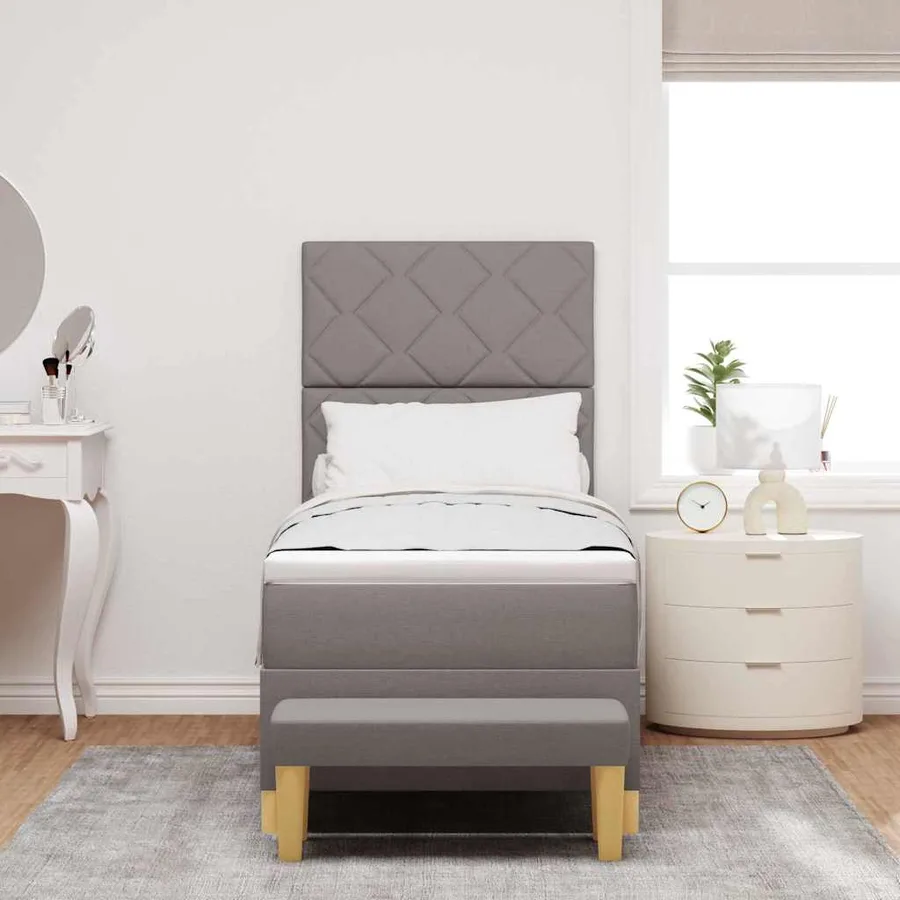 Lit à ressorts avec tête de lit Taupe 200 x 80 cm tissu - 3