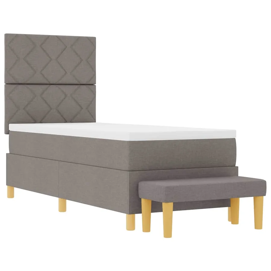 Lit à ressorts avec tête de lit Taupe 200 x 80 cm tissu - 7