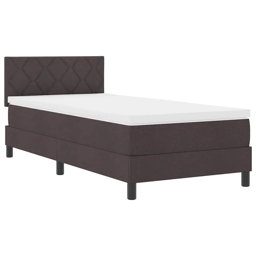 Lit à ressorts avec bandes LED Marron foncé 100 x 200 cm tissu - 2