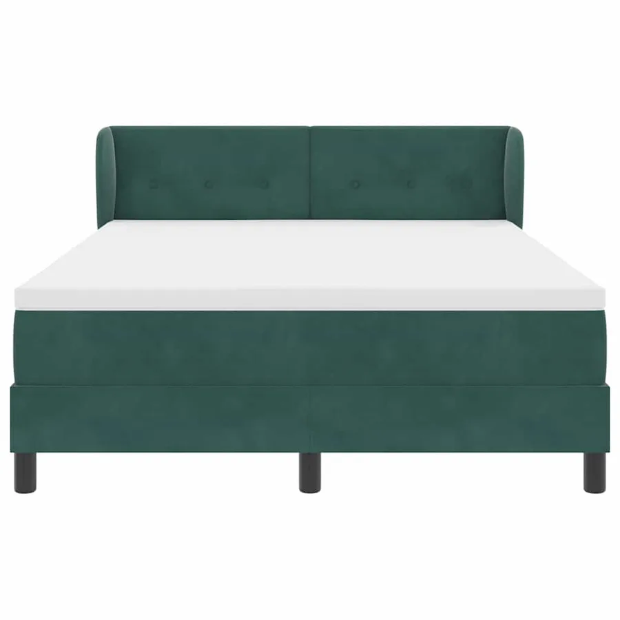 Lit à ressorts avec tête de lit Vert foncé 140 x 190 cm Velours - 6