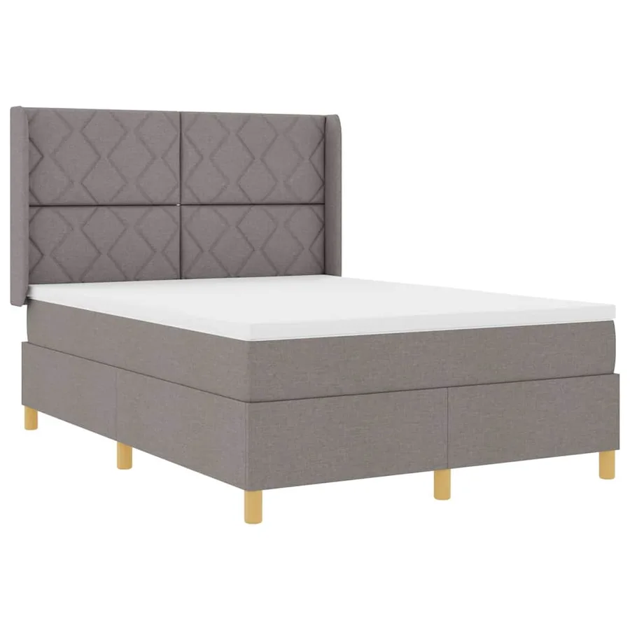Lit à ressorts avec bandes LED Taupe 160 x 200 cm tissu - 2