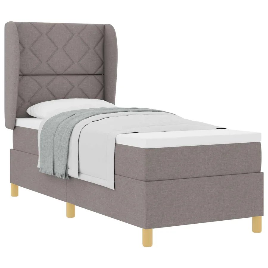 Lit à ressorts avec tête de lit Taupe 200 x 80 cm tissu - 2