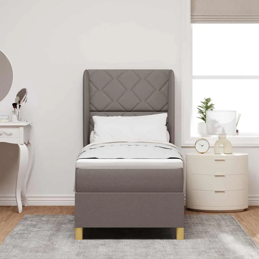 Lit à ressorts avec tête de lit Taupe 200 x 80 cm tissu - 3