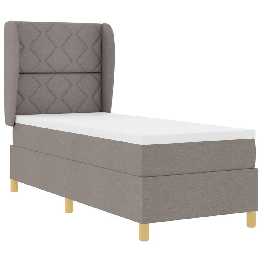 Lit à ressorts avec tête de lit Taupe 200 x 80 cm tissu - 4