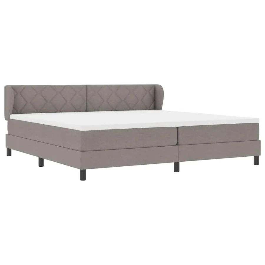 Lit à ressorts avec tête de lit Taupe 200 x 200 cm tissu - 6