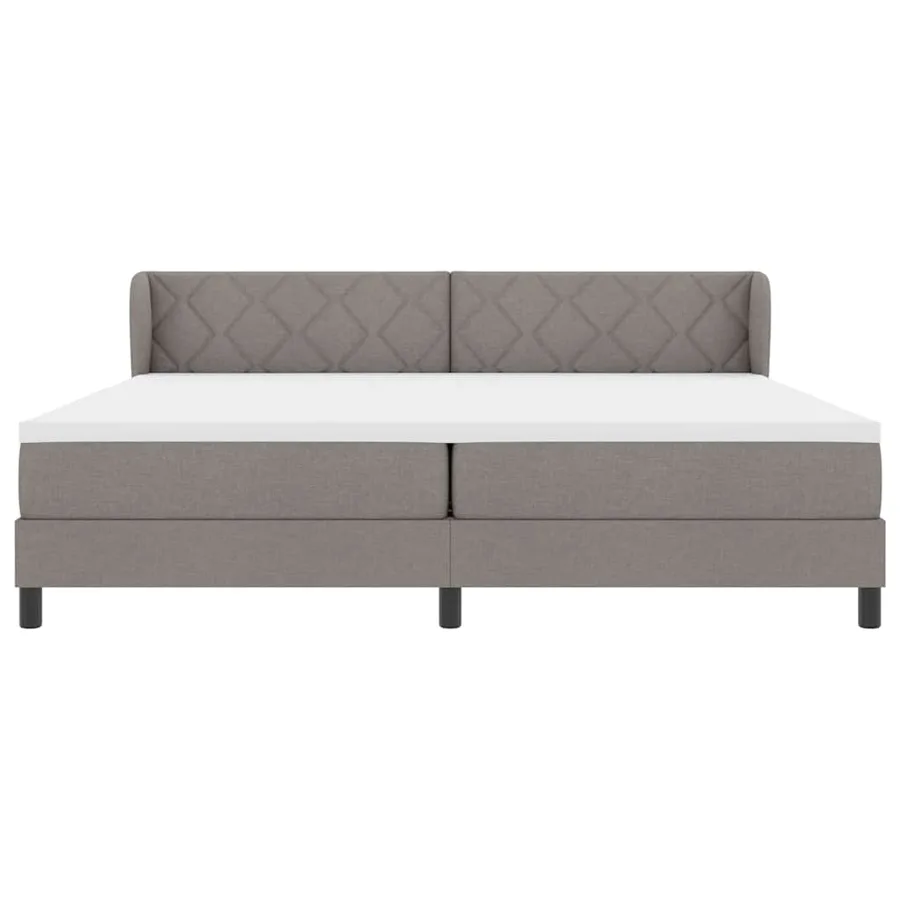 Lit à ressorts avec tête de lit Taupe 200 x 200 cm tissu - 7