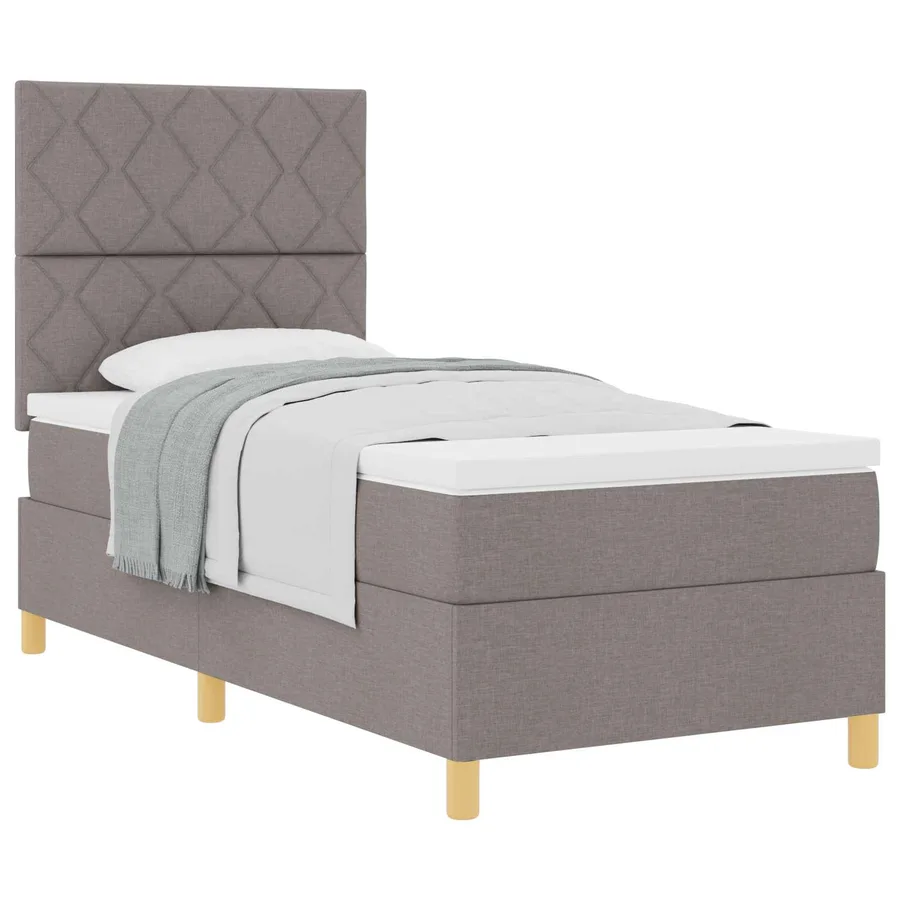 Lit à ressorts avec tête de lit Taupe 100 x 200 cm tissu - 2