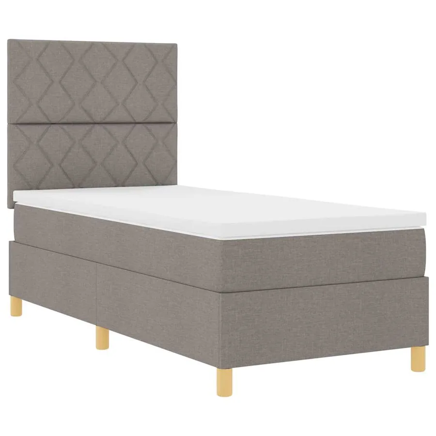 Lit à ressorts avec tête de lit Taupe 100 x 200 cm tissu - 5