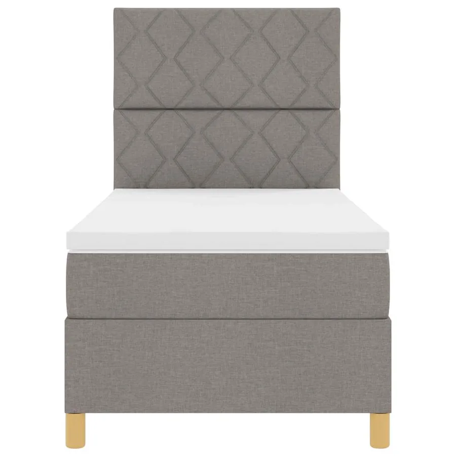 Lit à ressorts avec tête de lit Taupe 100 x 200 cm tissu - 7