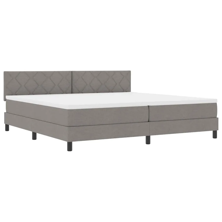 Lit à ressorts avec coussin Taupe 200 x 200 cm tissu - 2