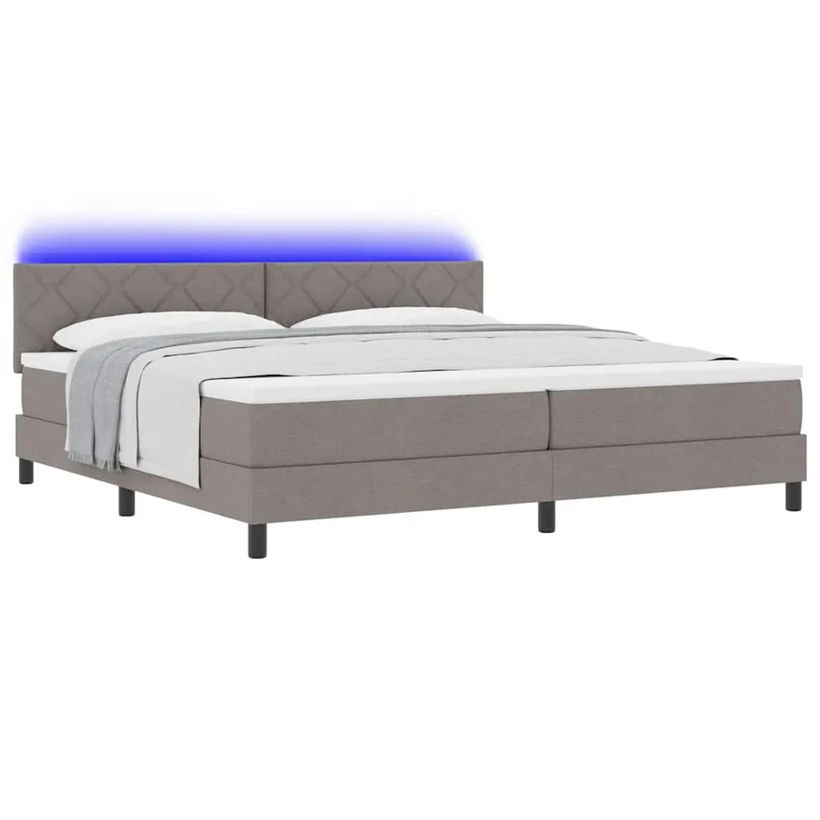 Lit à ressorts avec coussin Taupe 200 x 200 cm tissu - 3