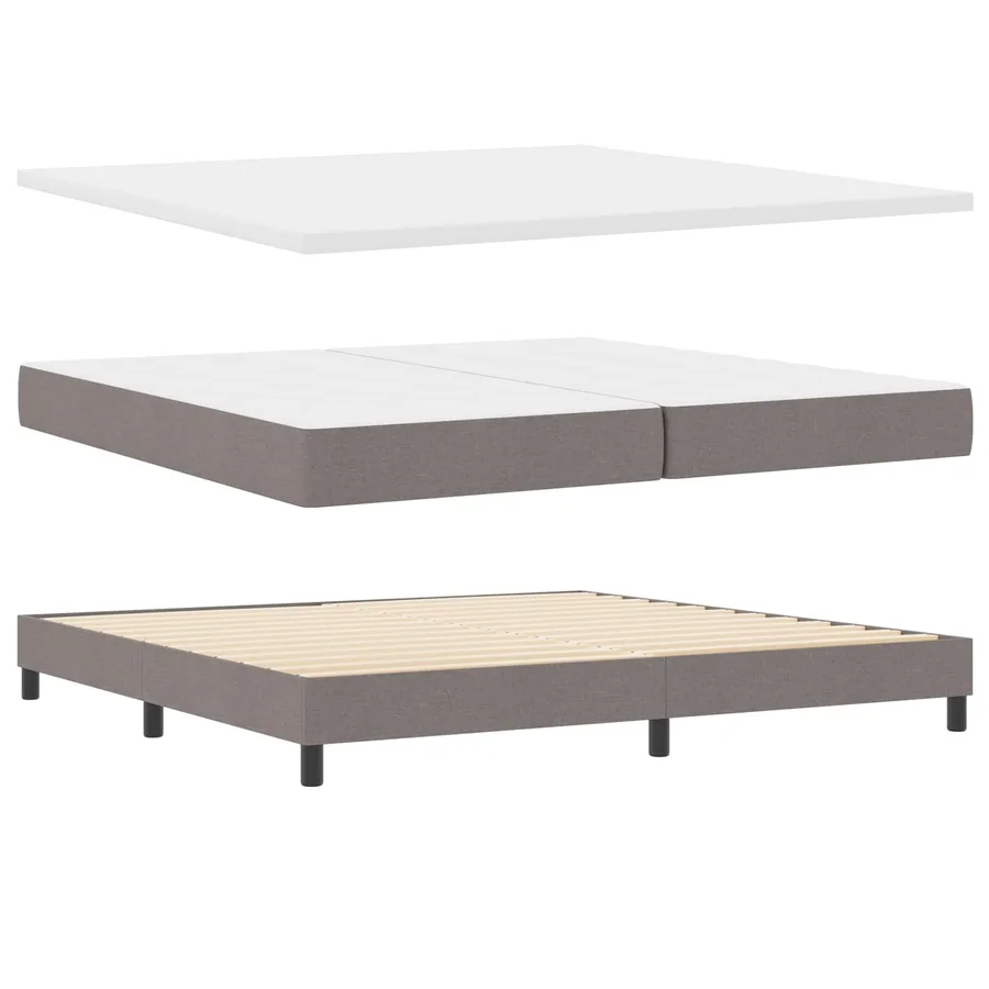 Lit à ressorts avec coussin Taupe 200 x 200 cm tissu - 6
