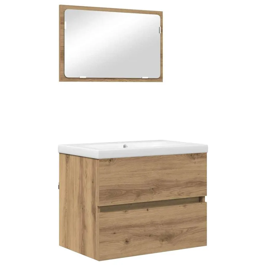 Ensemble de mobilier de salle de bain 3 pc Chêne artisanal - 2