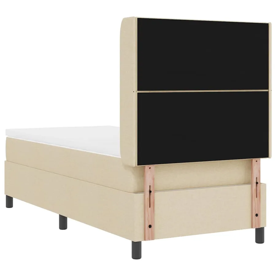 Lit à ressort LED avec tête de lit Crème 100 x 200 cm tissu - 9