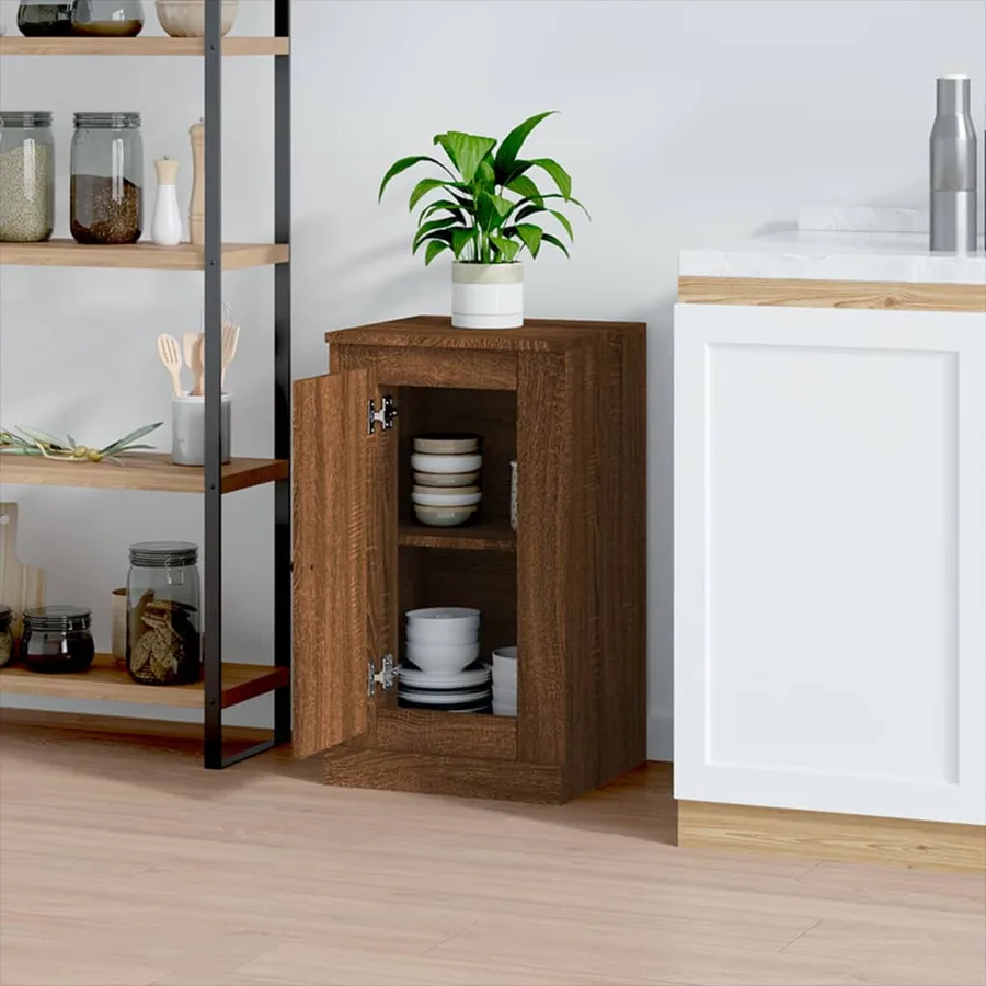 Buffet chêne marron 37,5x35,5x67,5 cm bois d'ingénierie - 3