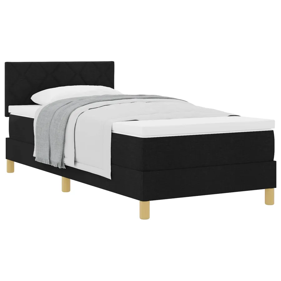 Lit à ressorts avec coussin Noir 100 x 200 cm tissu - 2