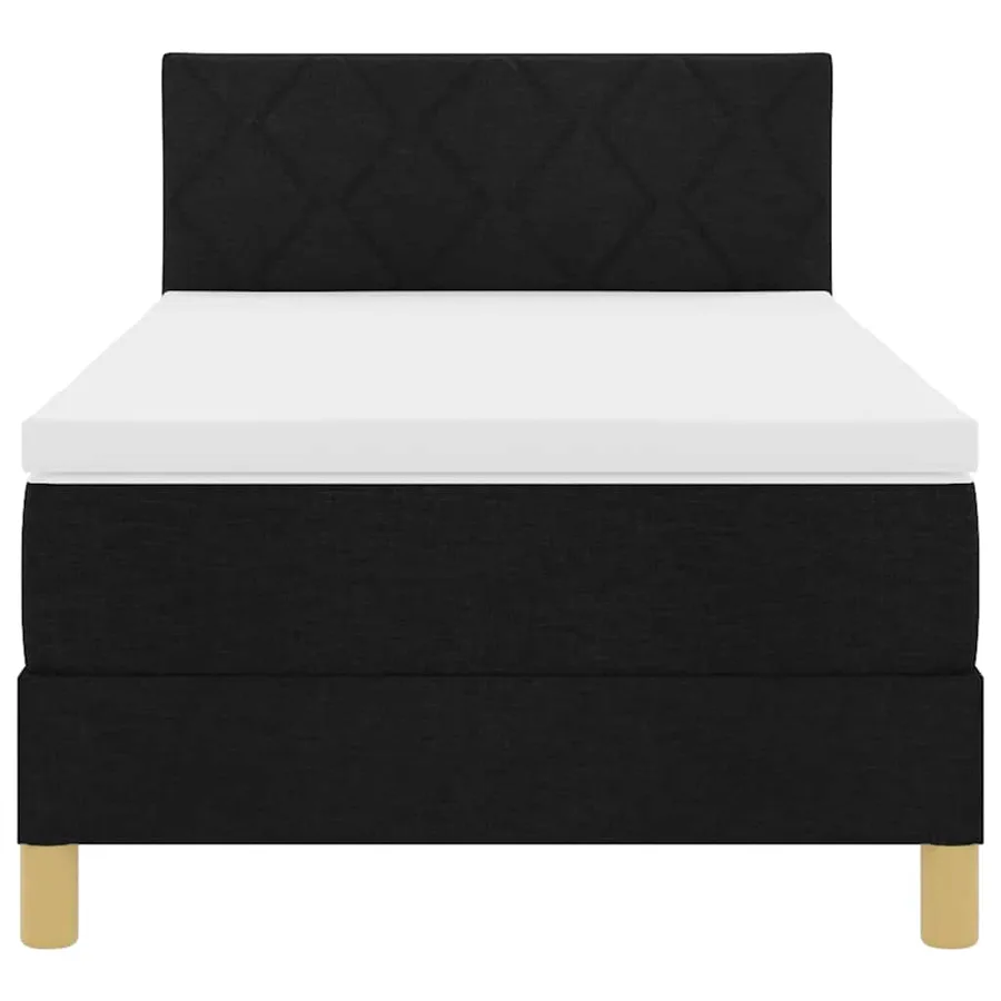 Lit à ressorts avec coussin Noir 100 x 200 cm tissu - 7