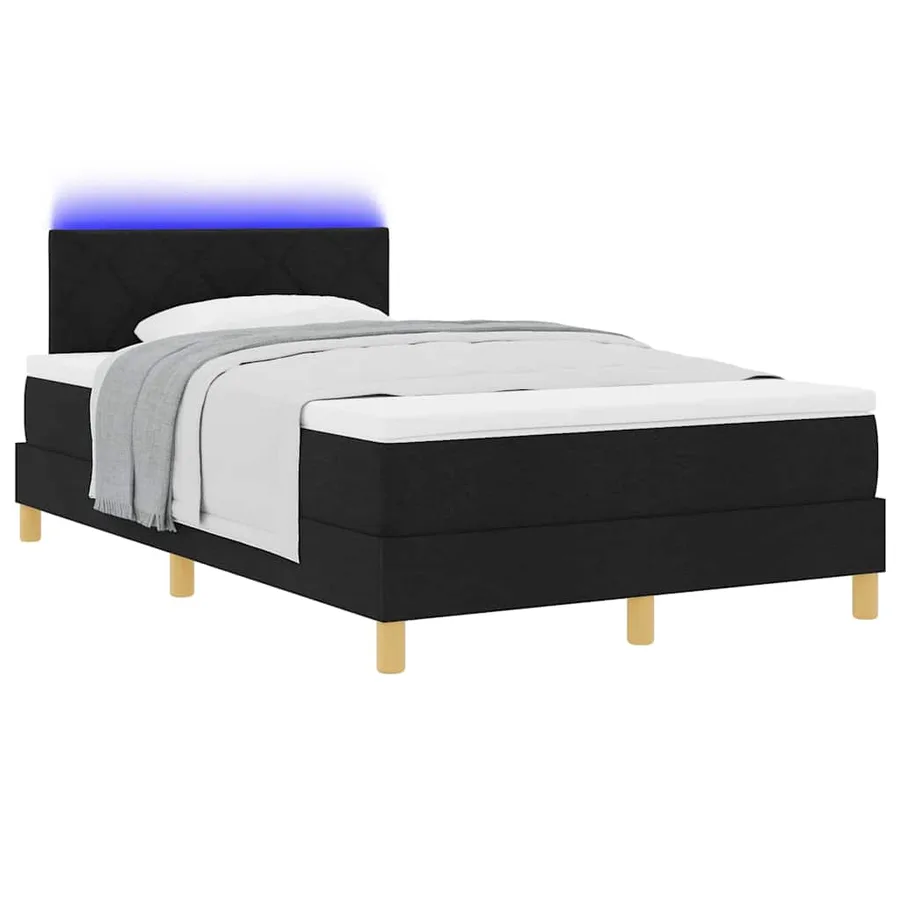 Lit à ressort LED avec bandes LED Noir 120 x 200 cm tissu - 3