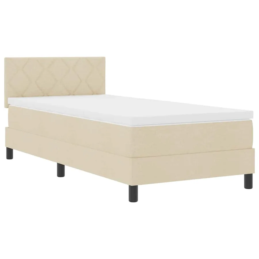 Lit à ressorts avec coussin Crème 100 x 200 cm tissu - 2