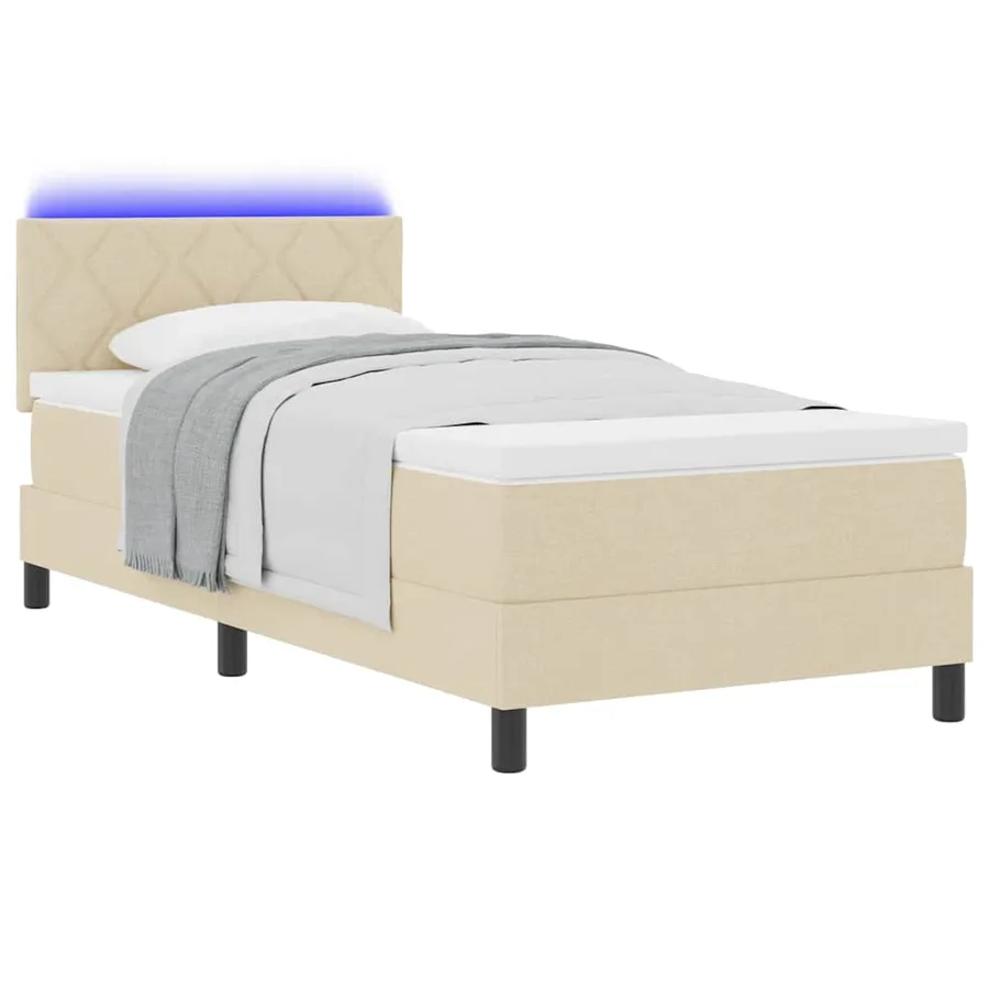 Lit à ressorts avec coussin Crème 100 x 200 cm tissu - 3
