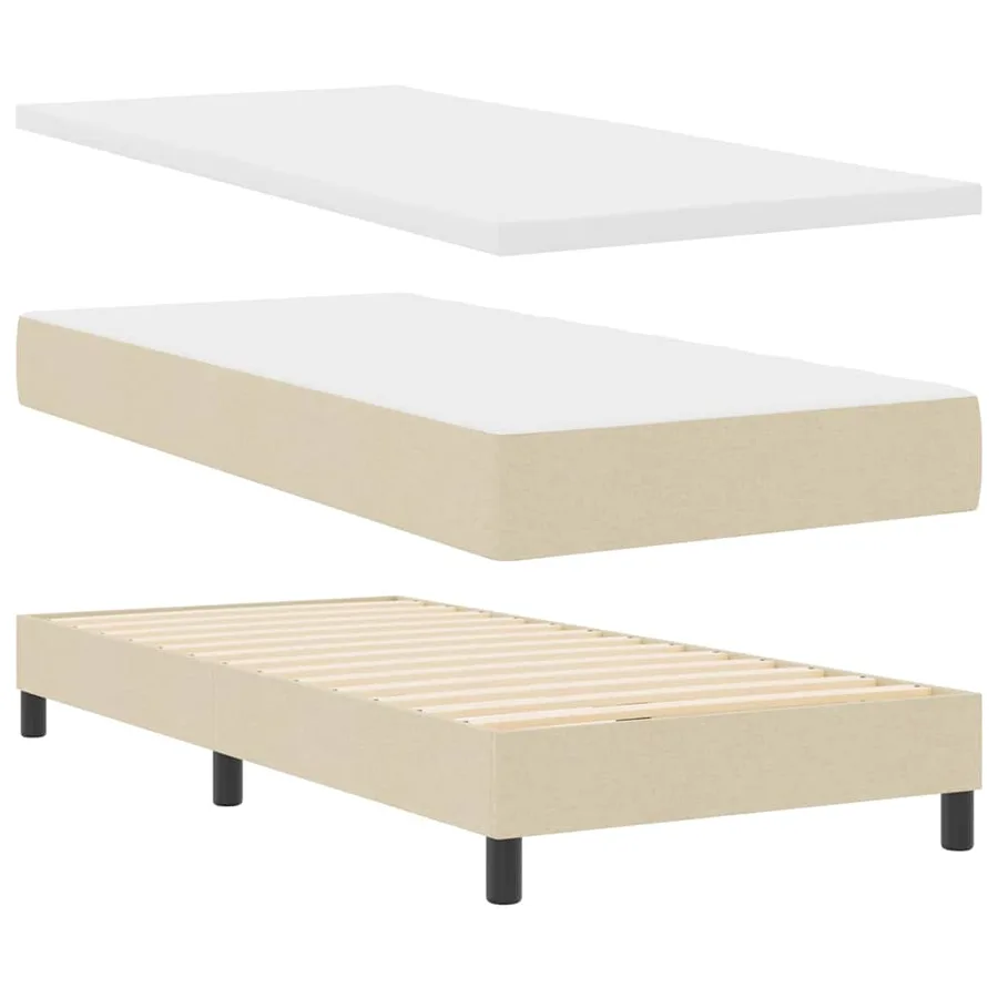 Lit à ressorts avec coussin Crème 100 x 200 cm tissu - 6