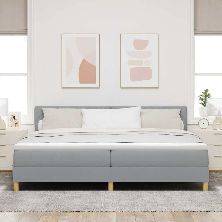 Lit à ressort LED avec bandes LED Gris clair 200 x 200 cm tissu - 4