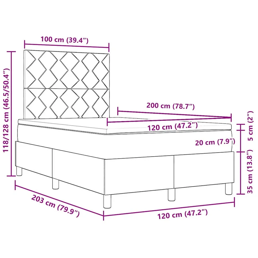 Lit à ressort LED Gris clair 120 x 200 cm tissu - 14