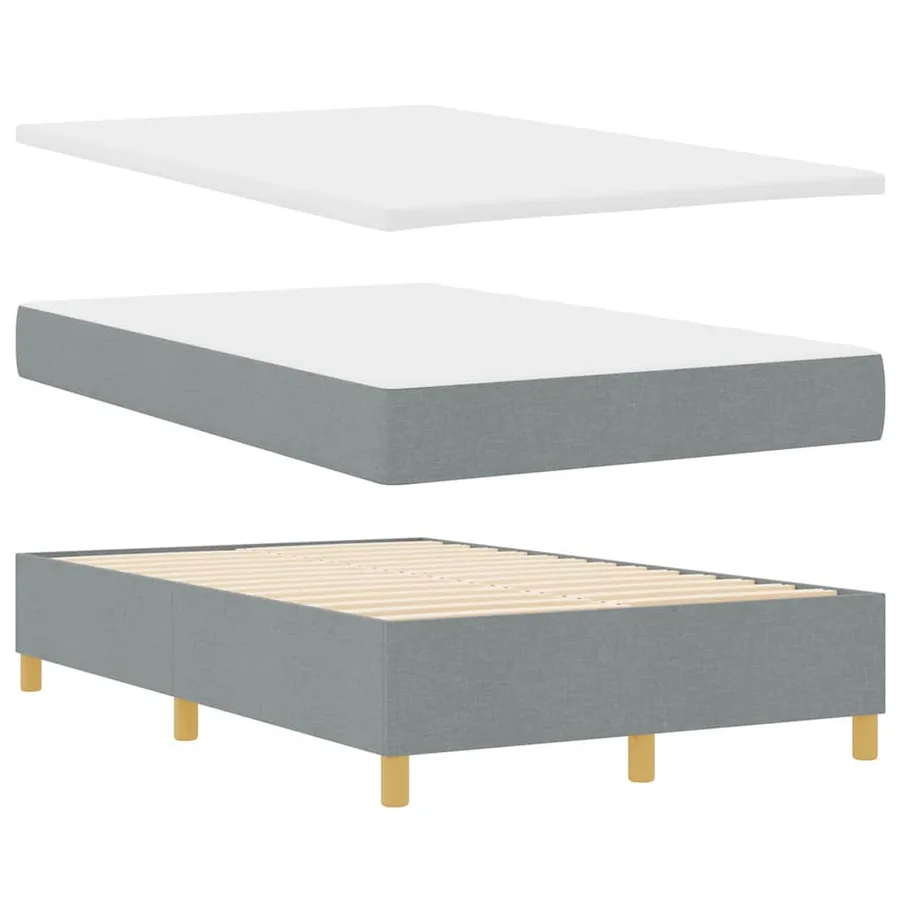 Lit à ressort LED Gris clair 120 x 200 cm tissu - 7