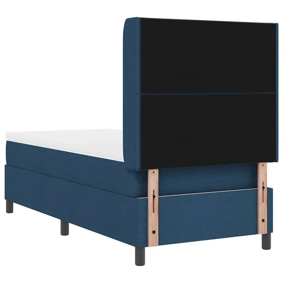 Lit à ressorts avec tête de lit Bleu 200 x 100 cm tissu - 9