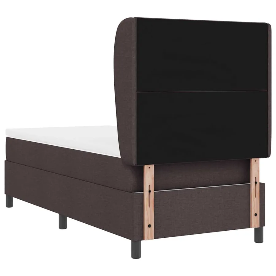Lit à ressorts avec tête de lit Marron foncé 100 x 200 cm tissu - 9