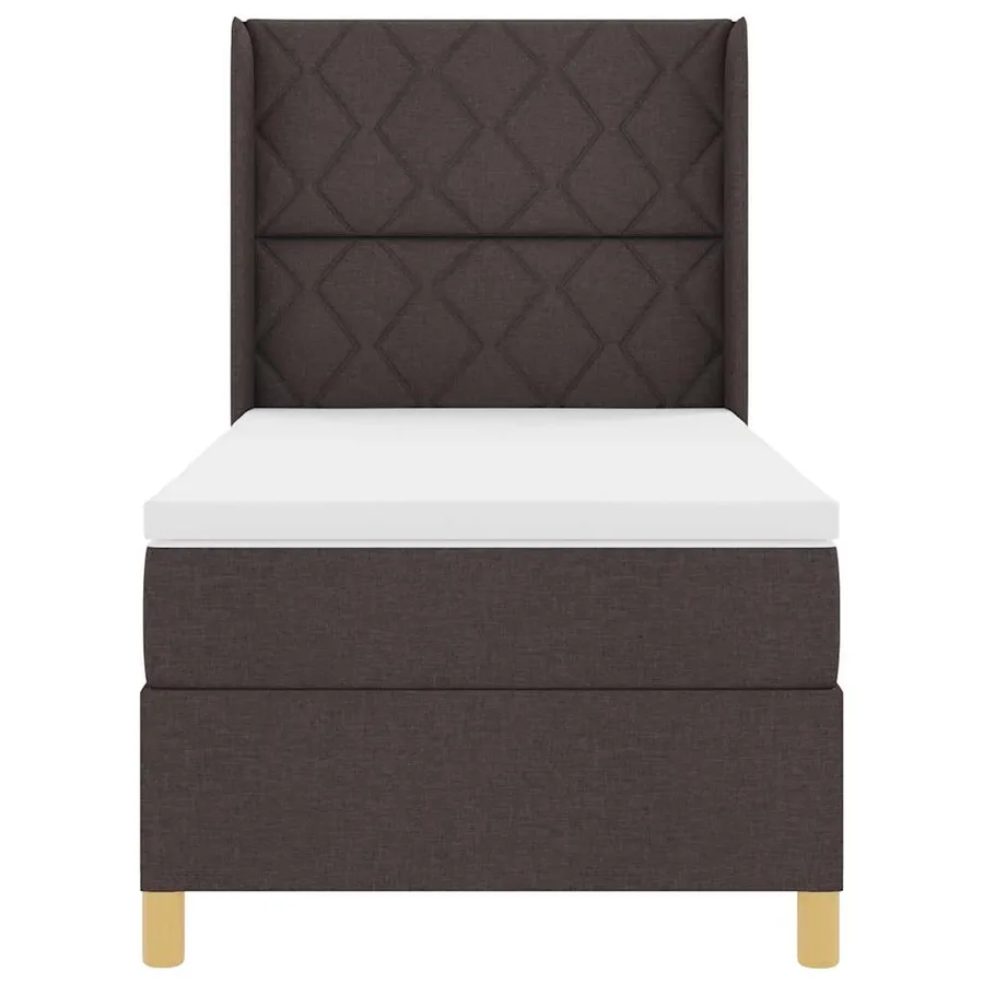 Lit à ressorts avec tête de lit Marron foncé 100 x 200 cm tissu - 7